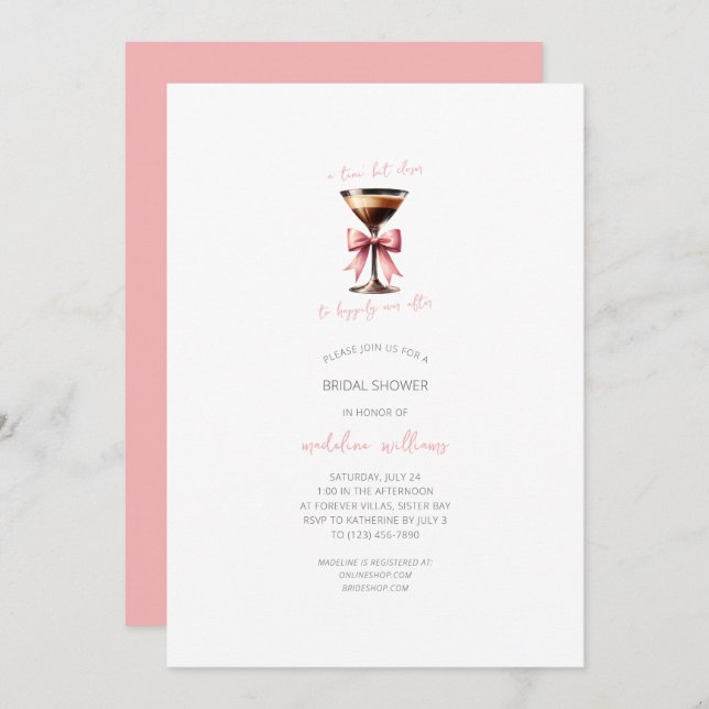 Minimalist Espresso Martini Bridal Shower  Invitation (Front/Back)