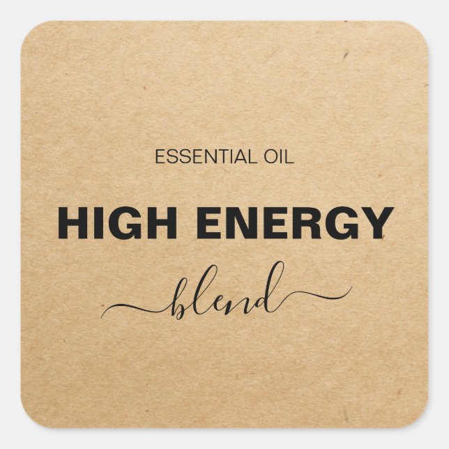 Minimalist Essential Oil Blend Kraft Roller Bottle Square Sticker (Front)