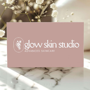 Minimalist Esthetician Logo Skincare Blush Pink Business Card