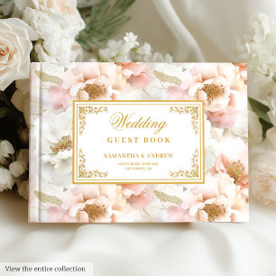 Minimalist ethereal pastel pink wedding guest book