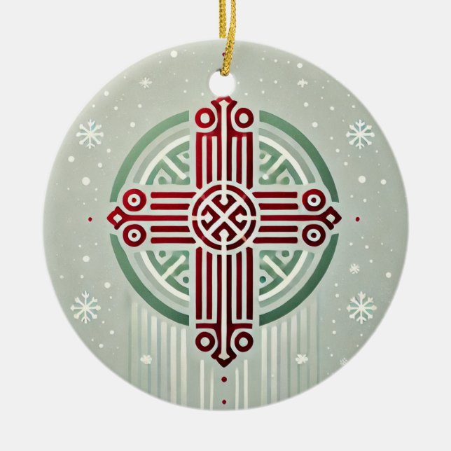 Minimalist Ethiopian Cross Ceramic Ornament (Front)