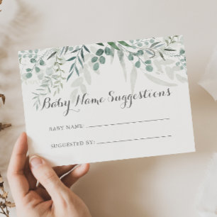 Minimalist Eucalyptus Baby Name Suggestions Card