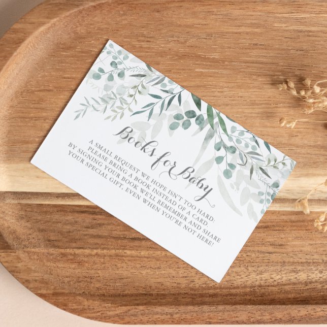 Minimalist Eucalyptus Baby Shower Book Request Enclosure Card (Creator Uploaded)