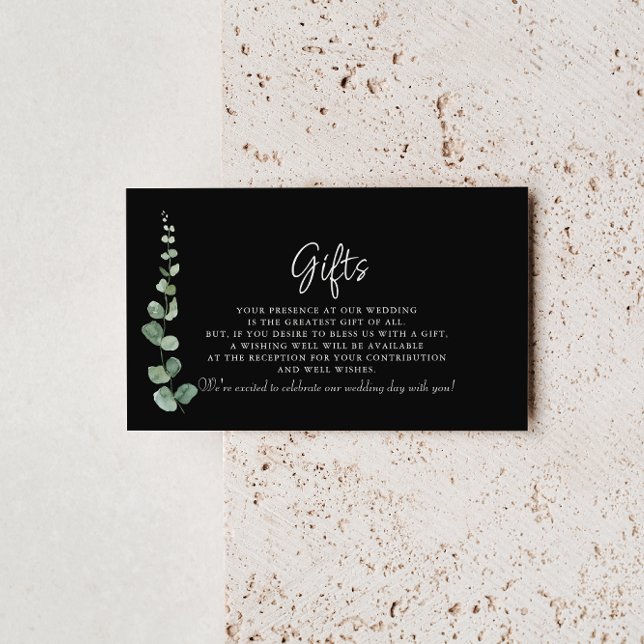 Minimalist Eucalyptus Black Wedding Gifts   Enclosure Card (Creator Uploaded)