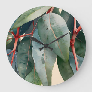 Minimalist Eucalyptus Botanical Art Large Clock