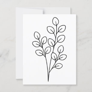 Minimalist Eucalyptus Botanical Line Art Postcard