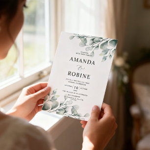 Minimalist Eucalyptus Botanical Wedding Invitation