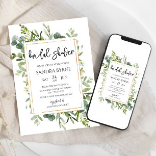 Minimalist Eucalyptus Bridal Shower Invitation