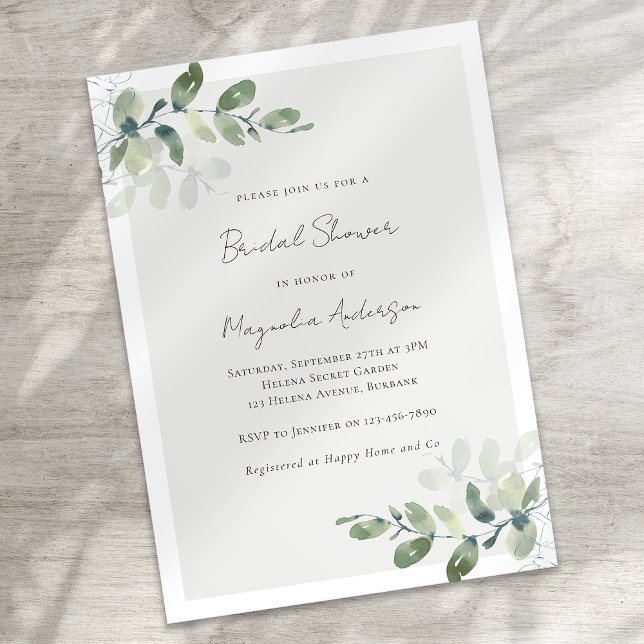 Minimalist Eucalyptus Bridal Shower Invitation (Creator Uploaded)