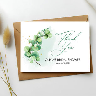 Minimalist Eucalyptus Bridal Shower Thank You Card