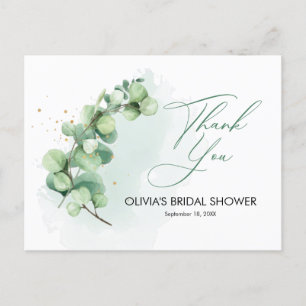 Minimalist Eucalyptus Bridal Shower Thank You Postcard