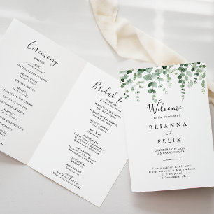 Minimalist Eucalyptus Folded Wedding Program Programme