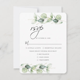 Minimalist Eucalyptus Foliage Botanical Wedding RSVP Card