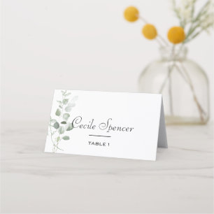 Minimalist Eucalyptus Foliage Formal Wedding Place Card