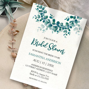 Minimalist Eucalyptus Greenery Bridal Shower Invitation