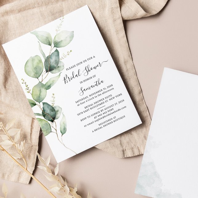 Minimalist Eucalyptus Greenery Bridal Shower Invitation (Creator Uploaded)
