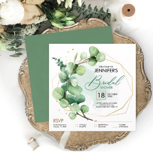 Minimalist eucalyptus greenery bridal shower rsvp invitation