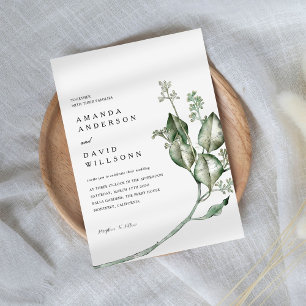 Minimalist Eucalyptus Greenery Wedding Invitation
