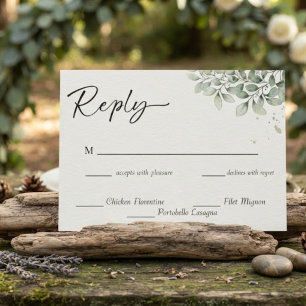 Minimalist Eucalyptus Greenery Wedding Reply Card