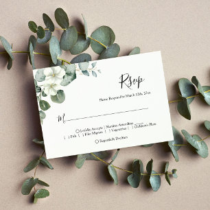 Minimalist Eucalyptus Leaves Greenery Wedding RSVP Card