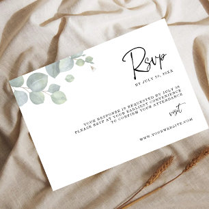 Minimalist Eucalyptus Leaves RSVP Wedding Card