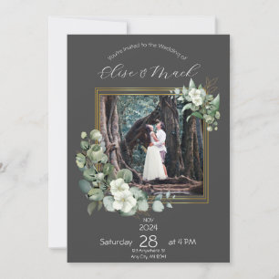 Minimalist Eucalyptus Personalised Wedding Photo Invitation