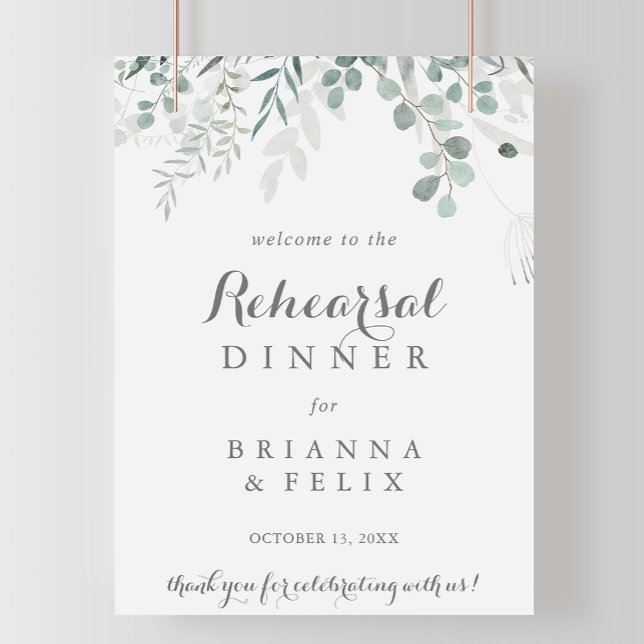 Minimalist Eucalyptus  Rehearsal Dinner Welcome  Poster (Creator Uploaded)