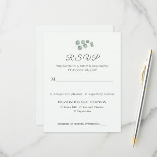 Minimalist Eucalyptus Sage Green Wedding RSVP Card