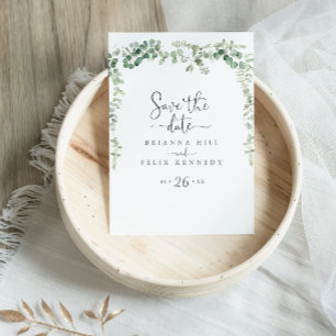 Minimalist Eucalyptus Save the Date Postcard