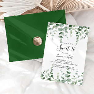 Minimalist Eucalyptus Sweet 16 Birthday Party  Invitation