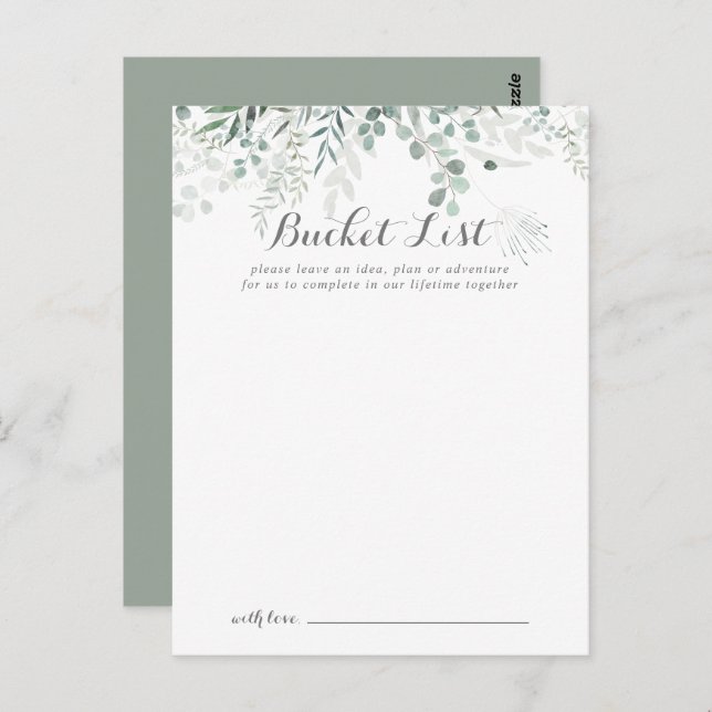  Minimalist Eucalyptus Wedding Bucket List Cards (Front/Back)