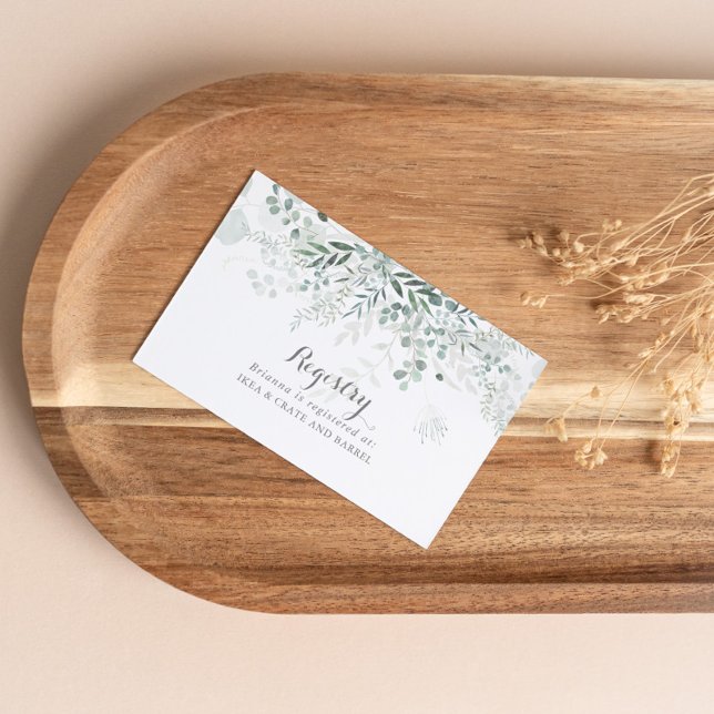 Minimalist Eucalyptus Wedding Gift Registry Enclosure Card (Creator Uploaded)