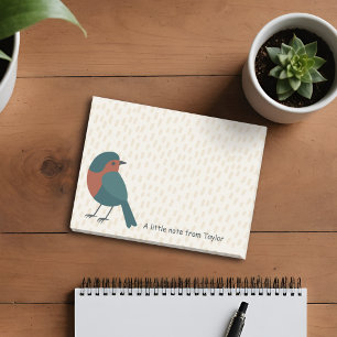 Minimalist European Robin Cute Teal Bird Drawing Post-it Notes