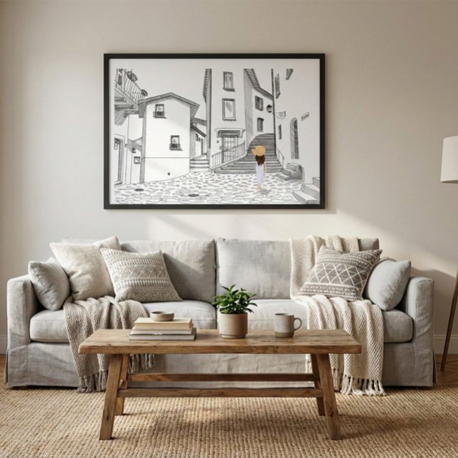 Minimalist European Street Illustration Poster (Creator Uploaded)