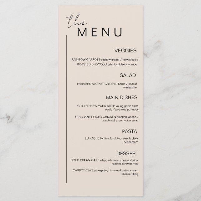 Minimalist Event Menu (Front)