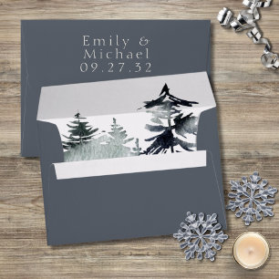 Minimalist Evergreen Mountain Green Slate Blue Envelope