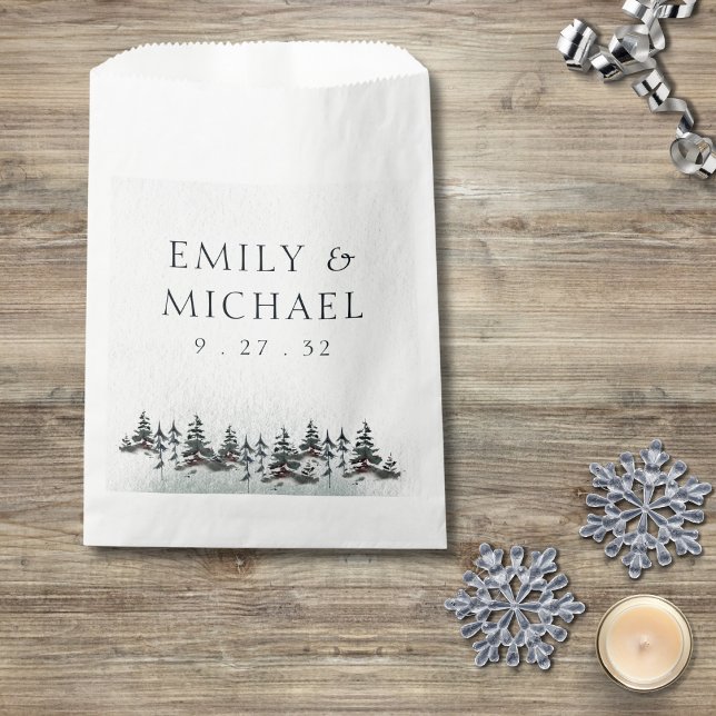 Minimalist Evergreen Mountain Green Slate Blue Favour Bags (Creator Uploaded)