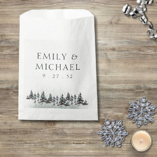 Minimalist Evergreen Mountain Green Slate Blue Favour Bags