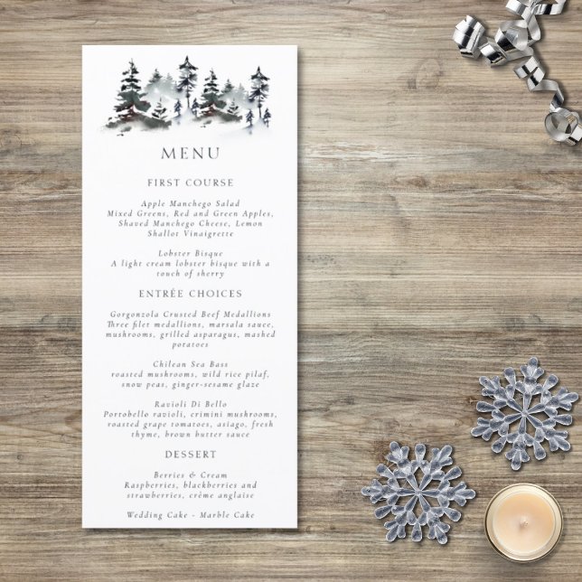 Minimalist Evergreen Mountain Green Slate Blue Menu (Creator Uploaded)