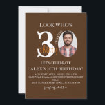 Minimalist evite Birthday 30th, Men Digital 30th  Invitation<br><div class="desc">Minimalist evite Birthday 30th,  Men Digital 30th Invite with Photo,  evite Birthday for Man,  Black Gold,  Electronic,  Editable</div>