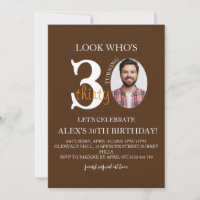 Minimalist evite Birthday 30th, Men Digital 30th 