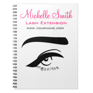 Minimalist Eye Black White Lash Extension Makeup  Spiral Notebook