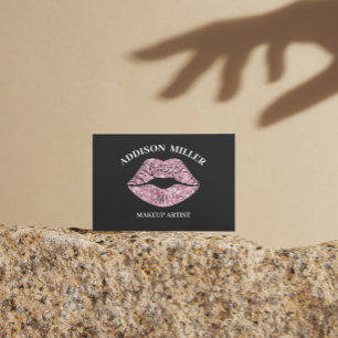 Minimalist Face Beauty hair & makeup &QR code  Business Card