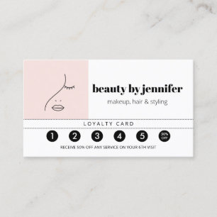 Minimalist Face Beauty Logo Makeup Artist Loyalty Business Card