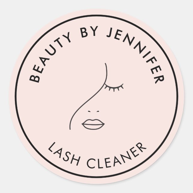 Minimalist Face Beauty Logo Makeup Artist Pink Classic Round Sticker (Front)