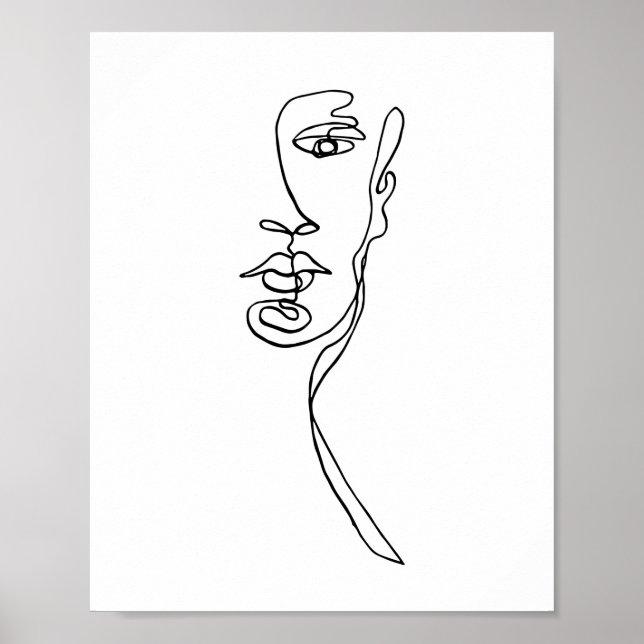 Minimalist Face Line drawing Print  (Front)