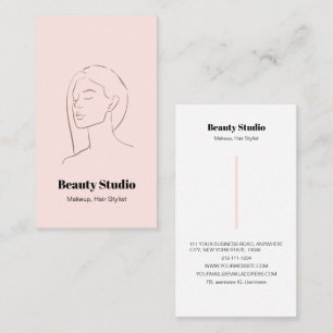Minimalist Face Logo Hair Beauty Makeup Pink Business Card