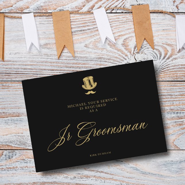 Minimalist Fake Golden Jr Groomsman Luxury Wedding (Creator Uploaded)