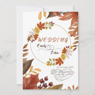 Minimalist Fall Autumn colours Weddings Cards 