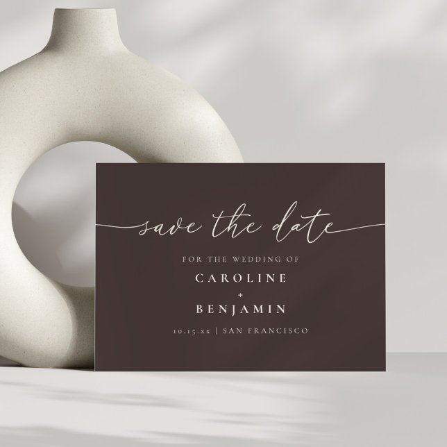 Minimalist Fall Brown Script Wedding QR Code Save The Date (Creator Uploaded)